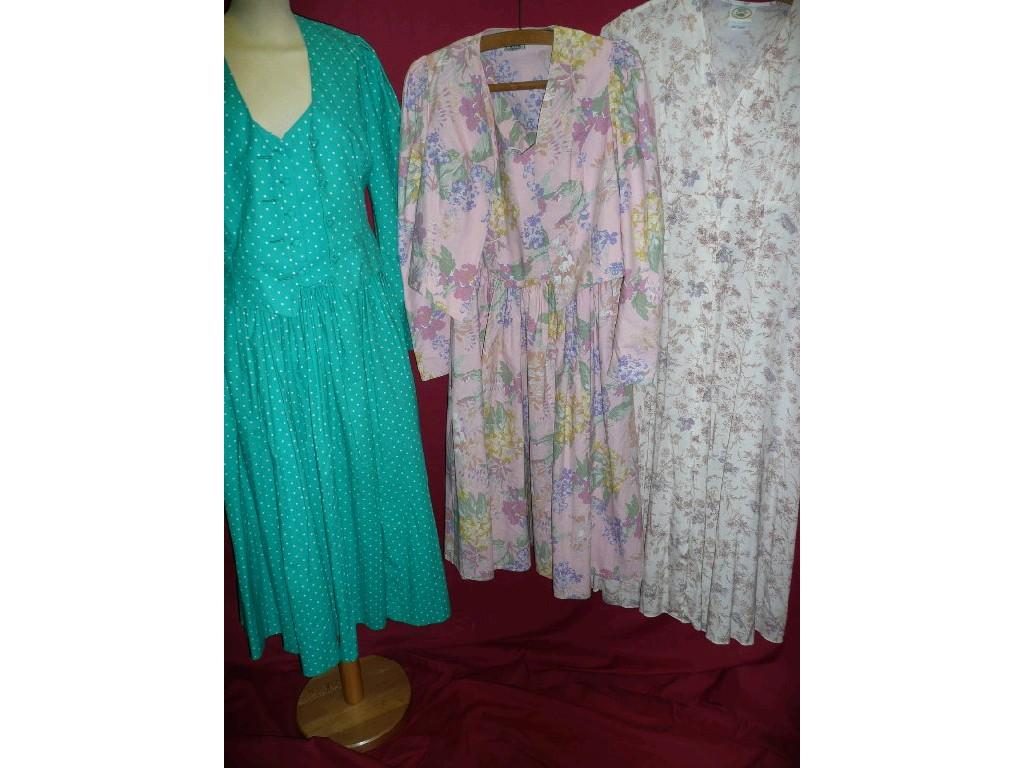 Appraisal: A group of three Laura Ashley summer dresses green spot