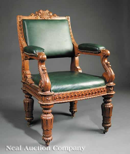 Appraisal: An American Carved Oak House of Representatives Armchair c attributed