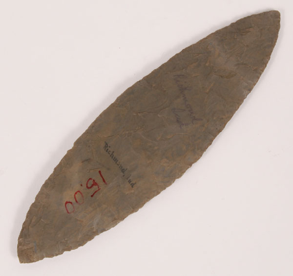 Appraisal: Bi-pointed knife red ochre culture Richmond IN