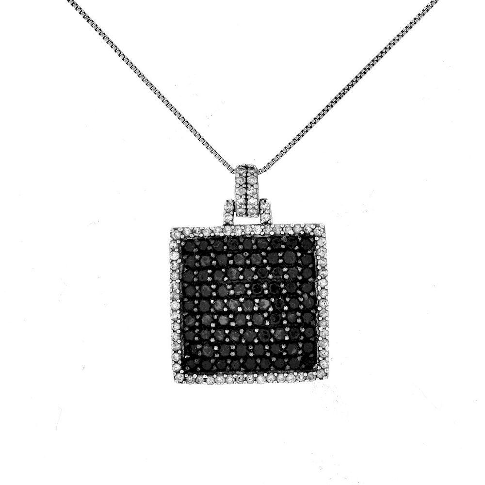 Appraisal: Black Diamond and K Gold Pendant Necklace Pave Set Black