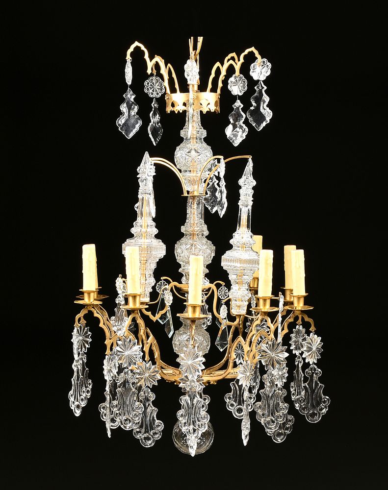 Appraisal: A GOTHIC REVIVAL GILT BRONZE AND GLASS TEN LIGHT CHANDELIER