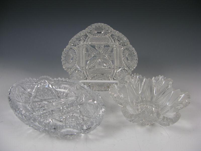 Appraisal: Three Cut Pressed Glass Dishes the first a cut glass