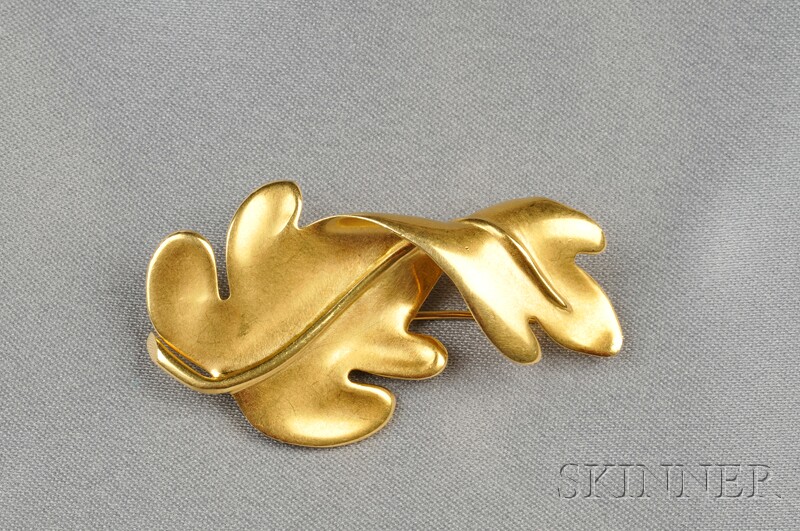 Appraisal: kt Gold Leaf Brooch Tiffany Co c lg in signed