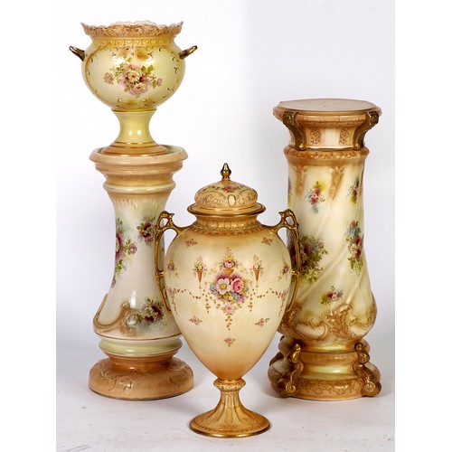 Appraisal: A Fielding's Royal Devon jardiniere pedestal of spiral fluted baluster