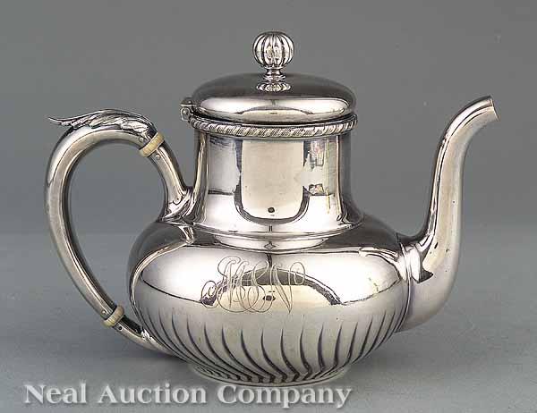 Appraisal: An Antique Gorham Silverplate Coffeepot hinged domed lid with melon