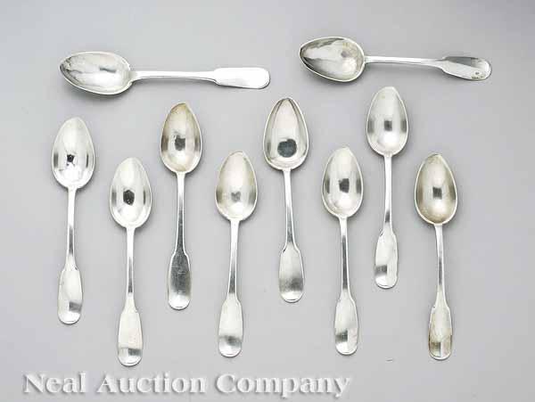 Appraisal: A Group of Ten New Orleans Coin Silver Soup Spoons