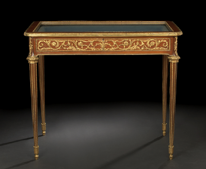 Appraisal: Louis XVI-Style Ormolu-Mounted Mahogany Vitrine Table early th century the