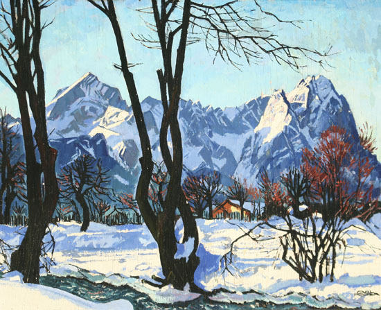 Appraisal: Carl Reiser German - Alpine Winter Scene Signed Carl Reiser