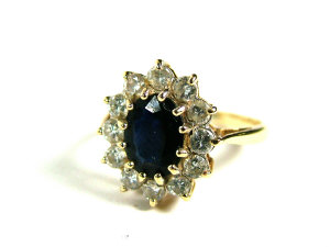 Appraisal: A Sapphire diamond ring gold mount in flower head setting