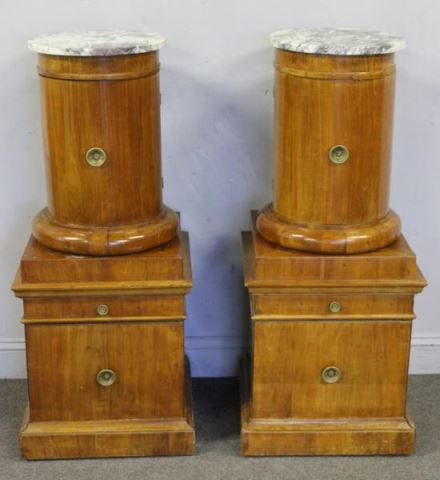 Appraisal: Pair Unusual Rare Form Italian Pot End Tables Great patina