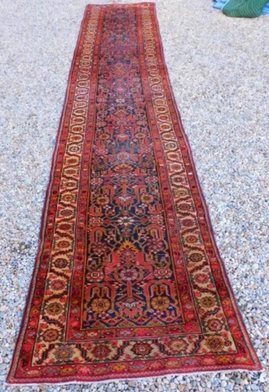 Appraisal: ORIENTAL RUNNER CA X ' Rectangular center field with geometric