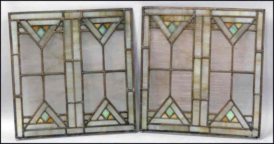 Appraisal: PAIR OF LEADED GLASS WINDOWS ''x '' Condition No Specific