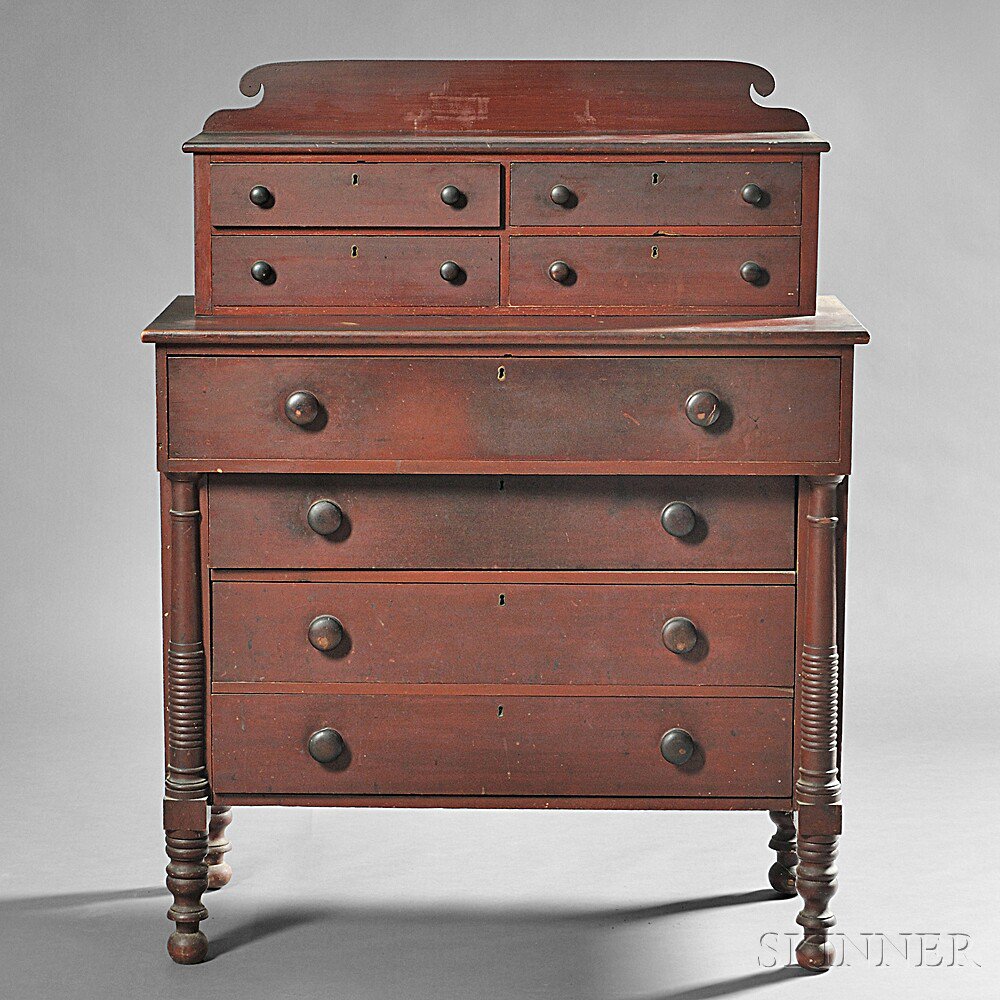 Appraisal: Classical Red-painted Chest of Drawers possibly northern New England c