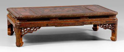 Appraisal: Chinese low table paneled top pull-out gilt-decorated chess boards set