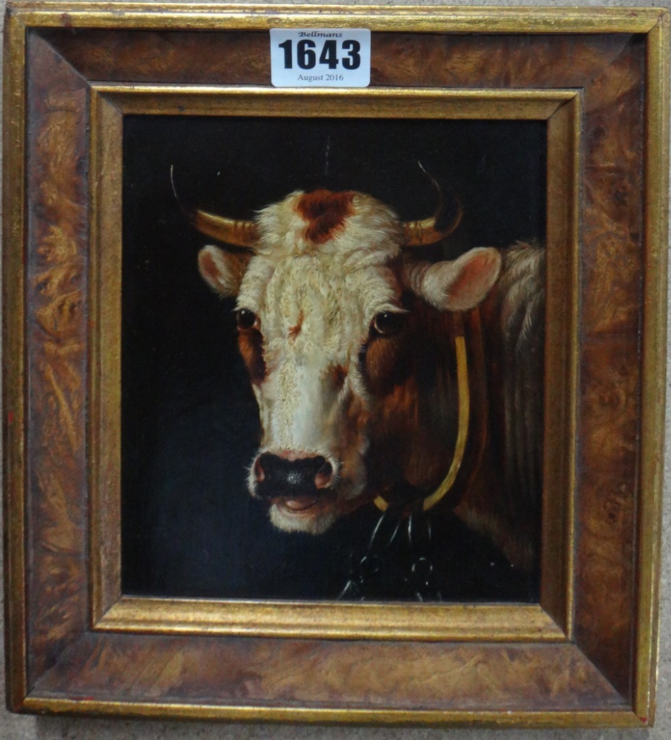 Appraisal: Albertus Verhoesen - A Short horned bull oil on panel