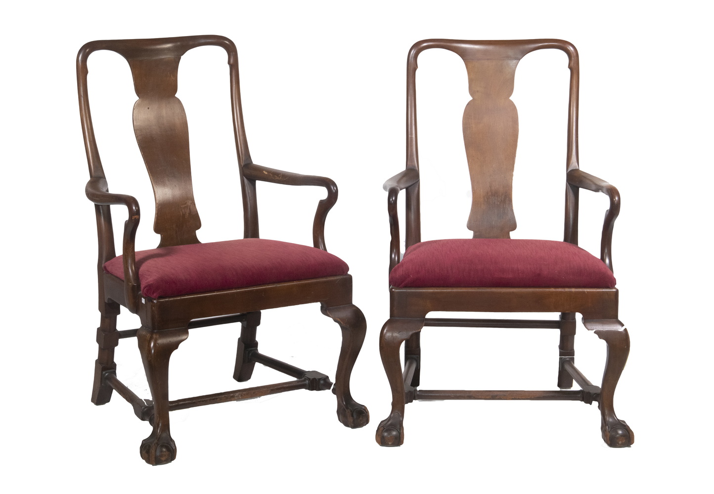 Appraisal: PAIR OF PERIOD AMERICAN QUEEN ANNE CHIPPENDALE TRANSITIONAL ARMCHAIRS Solid