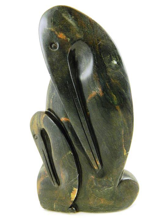 Appraisal: Zachariah Njobo Zimbabwe - carved stone sculpture Stork Family modern