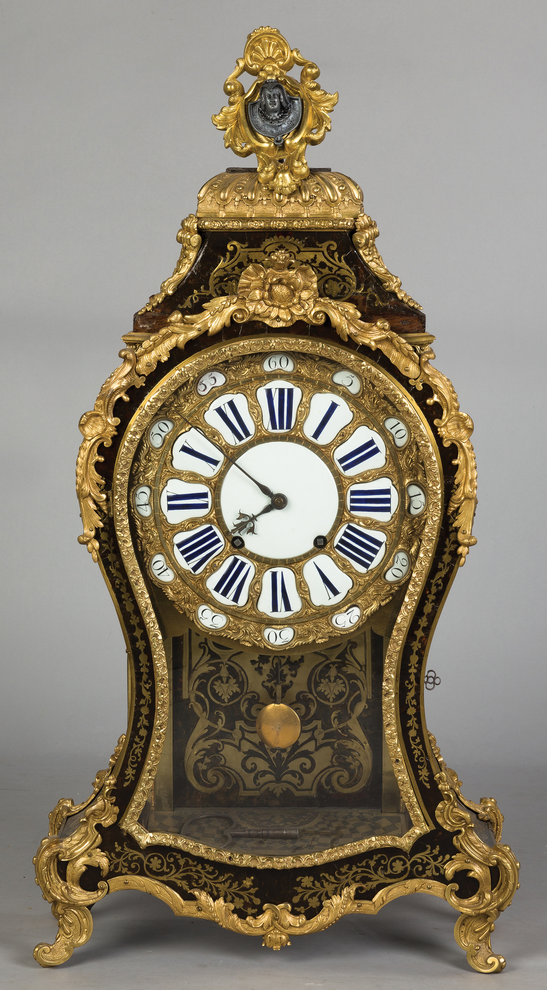 Appraisal: Gilt Bronze and Boulle Mantel Clock th century Porcelain dial