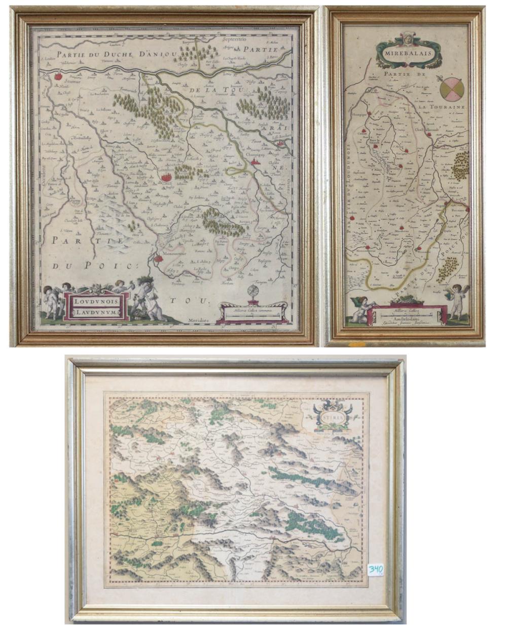 Appraisal: THREE HAND-COLORED COLLECTIBLE MAPS map of Styria eastern Austria published