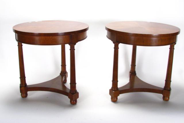 Appraisal: Pair Decorator Inlaid Round End Tables