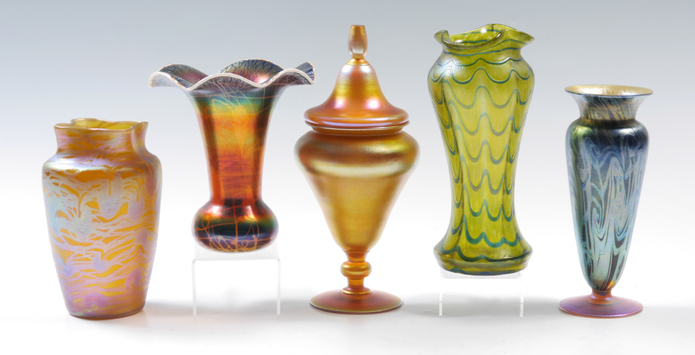 Appraisal: PIECE AMERICAN IRIDESCENT ART GLASS COLLECTION pieces total the American