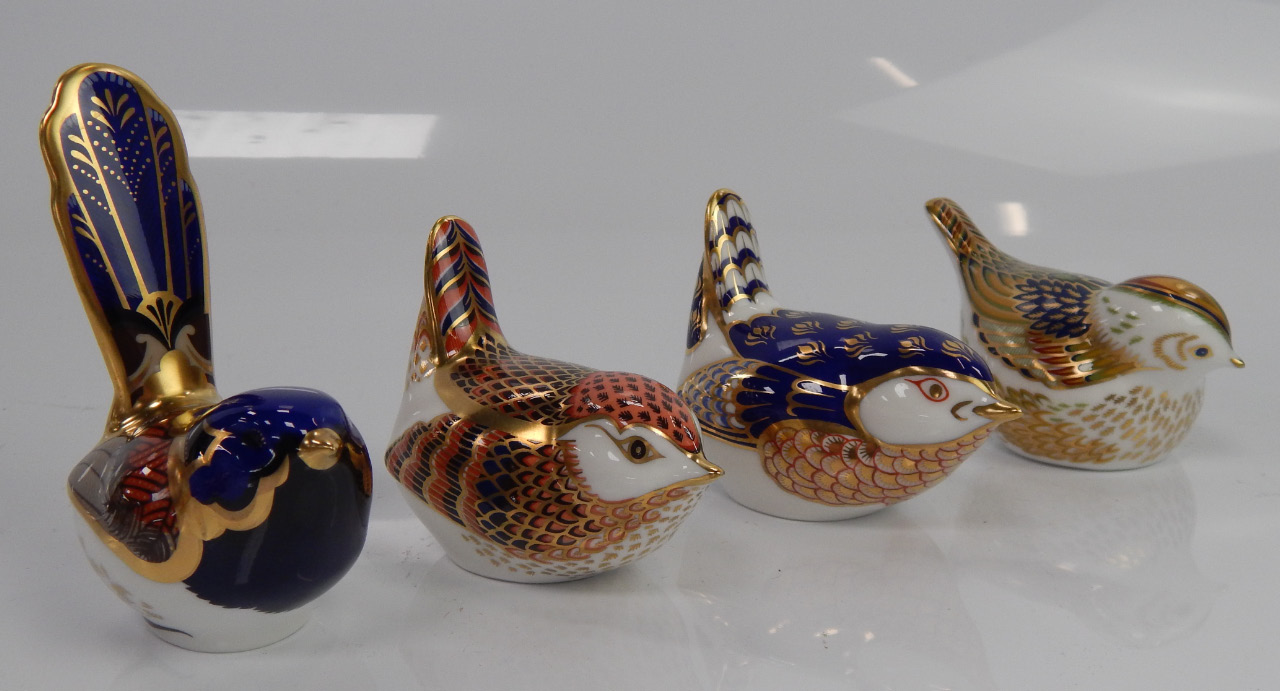 Appraisal: Four Royal Crown Derby bird paperweights