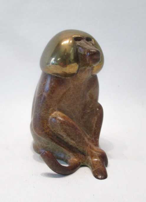 Appraisal: LOET VANDERVEEN FIGURAL BRONZE of a baboon in the seated