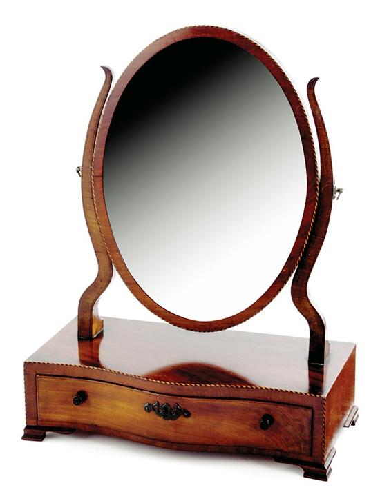 Appraisal: Georgian inlaid mahogany dressing mirror circa oval mirror between shaped