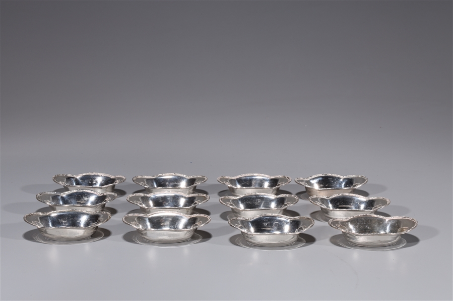 Appraisal: Set of small sterling silver Chinese dishes each marked YUCHANG