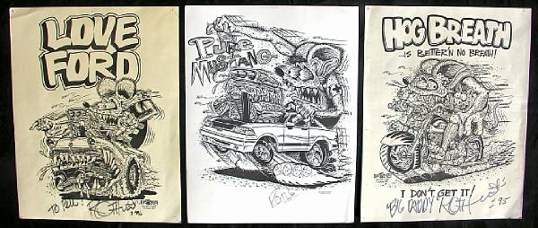 Appraisal: A collection of three Ed Roth Ford signed prints featuring