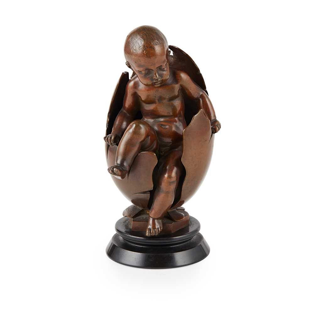 Appraisal: EMILE-ANDR BOISSEAU - 'OUTGOING CHILD OF THE EGG' patinated bronze