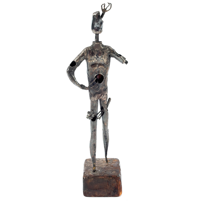 Appraisal: Pal Kepenyes sculpture metal figure over a wood base open