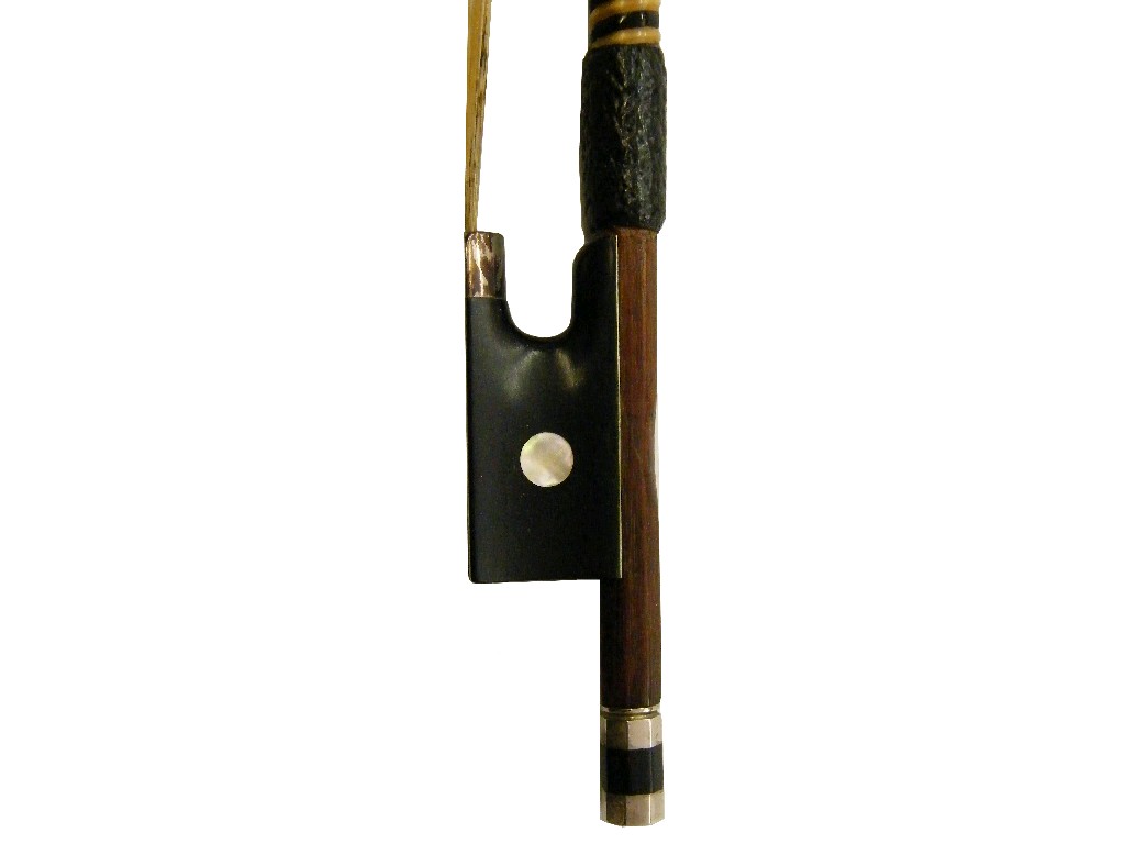 Appraisal: Late th century French silver mounted violin bow by Eugene