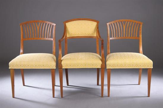 Appraisal: SET EIGHT NORTHERN CONTINENTAL FRUITWOOD DINING CHAIRS Mid th century