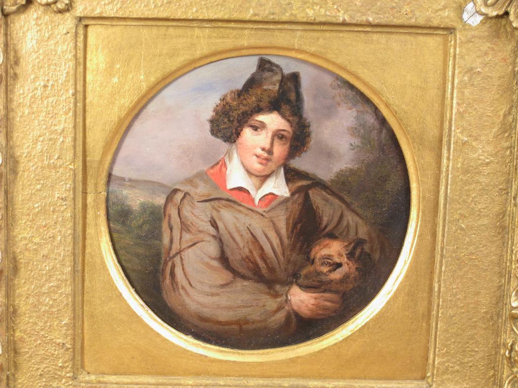 Appraisal: CONTINENTAL SCHOOL Th CENTURY A Young Boy holding a Pet