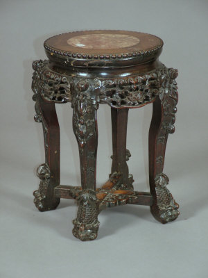 Appraisal: A th century Anglo-Indian carved circular hardwood stool with inset