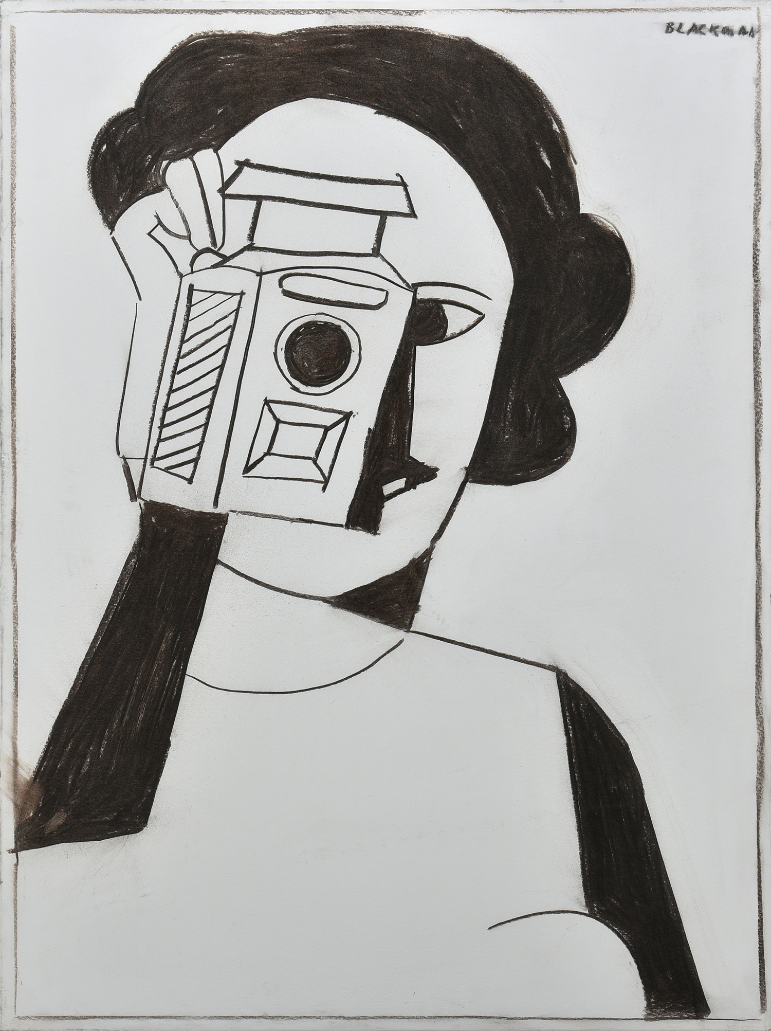 Appraisal: CHARLES BLACKMAN BORN Camera Girl charcoal on archival paper laid