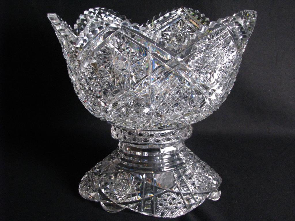 Appraisal: American Brilliant Cut Glass Punch Bowl two piece set with