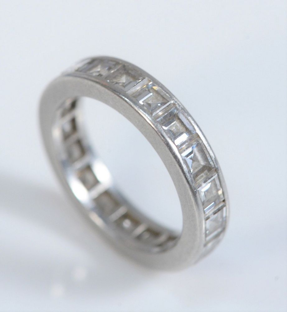 Appraisal: Platinum Channel Band set with square cut diamonds size Platinum