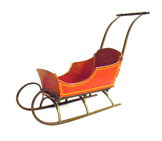 Appraisal: Early th C child's push sled painted red with mustard