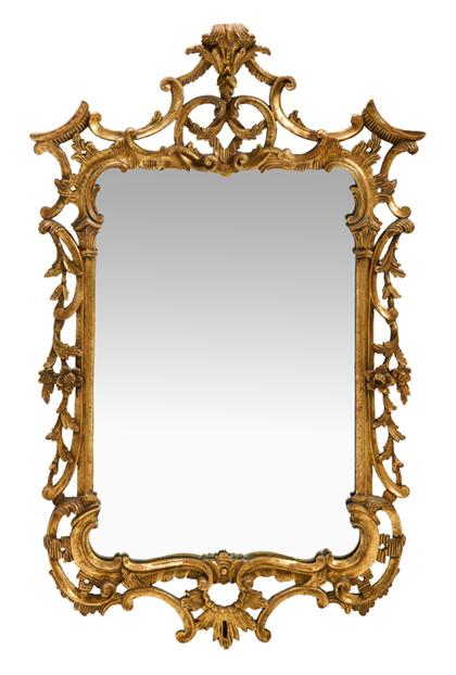 Appraisal: Continental giltwood mirror th century The rectangular mirror plate framed