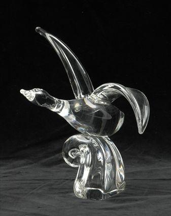 Appraisal: Steuben Glass Figure of a Seagull and Wave Signed x