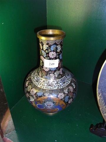 Appraisal: A CLOISONNE VASE with panels depicting dragons allover flower motifs