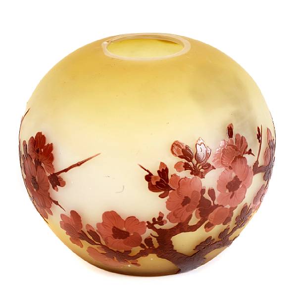 Appraisal: A Gall cameo glass globular Cherry Blossom vase early th