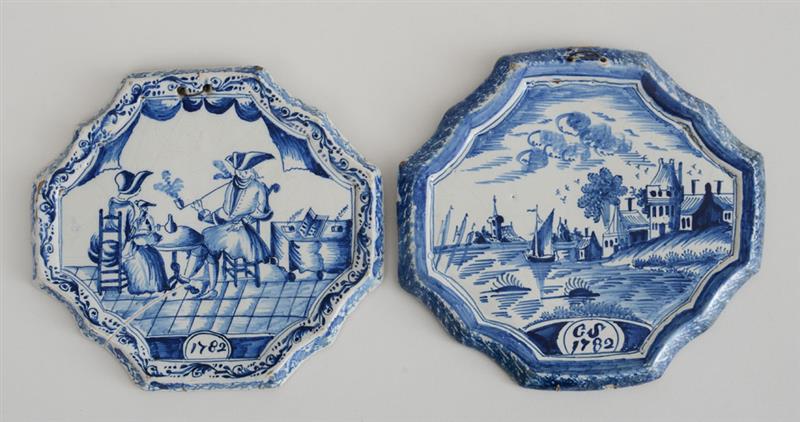 Appraisal: PAIR OF DUTCH BLUE AND WHITE DELFT PLAQUES The one