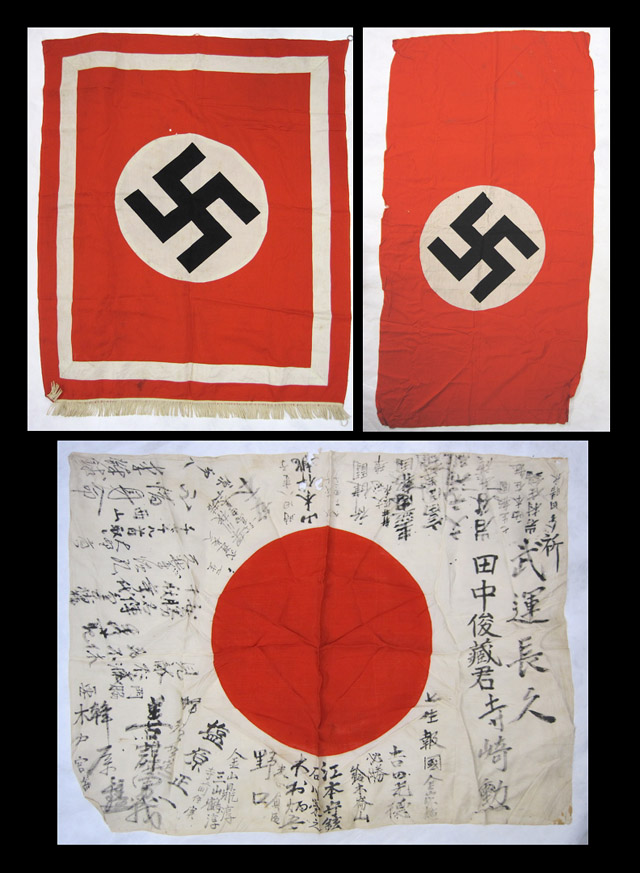 Appraisal: LOT OF THREE WORLD WAR TWO BANNERS double sided Nazi