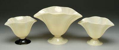 Appraisal: Three Steuben ivory vases all with scalloped rims and circular