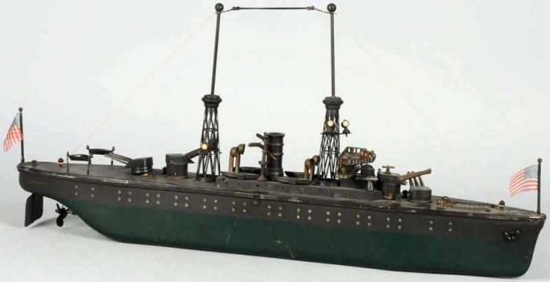 Appraisal: Tin Orkin Clockwork Battleship Toy American Deck is a combination