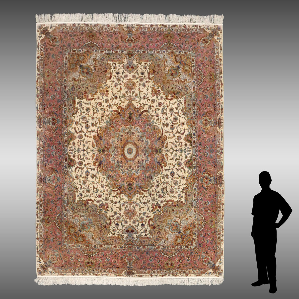 Appraisal: PERSIAN VERY FINELY HAND KNOTTED WOOL SILK RUG ' ''