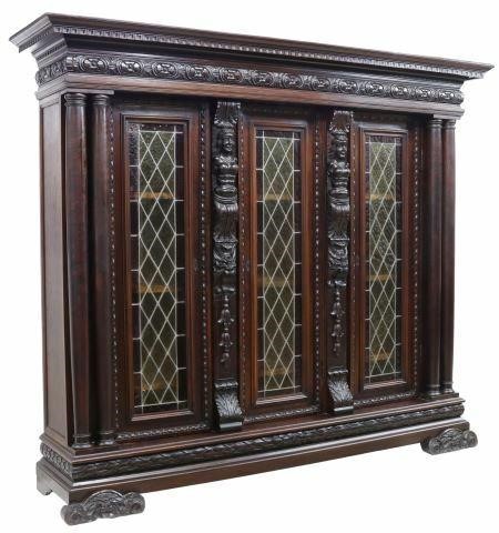 Appraisal: Italian Renaissance Revival bookcase early th c molded cornice and